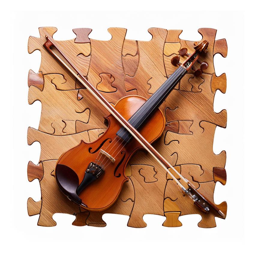 Violine auf Puzzleteilen